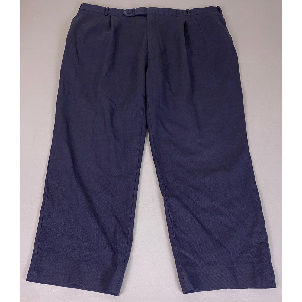 Vintage Dress Pants Trousers Men's 44x28 Navy Blue Pleated Front Relaxed‎ Fit